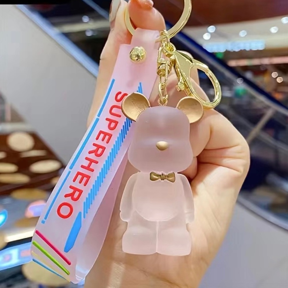 Bear Acrylic Transparent Keychain…Color: Pink